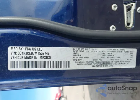 2021 Jeep Compass 80Th Anniversary Fwd z USA, uszkodzony, nr VIN 3C4NJCEB7MT552747